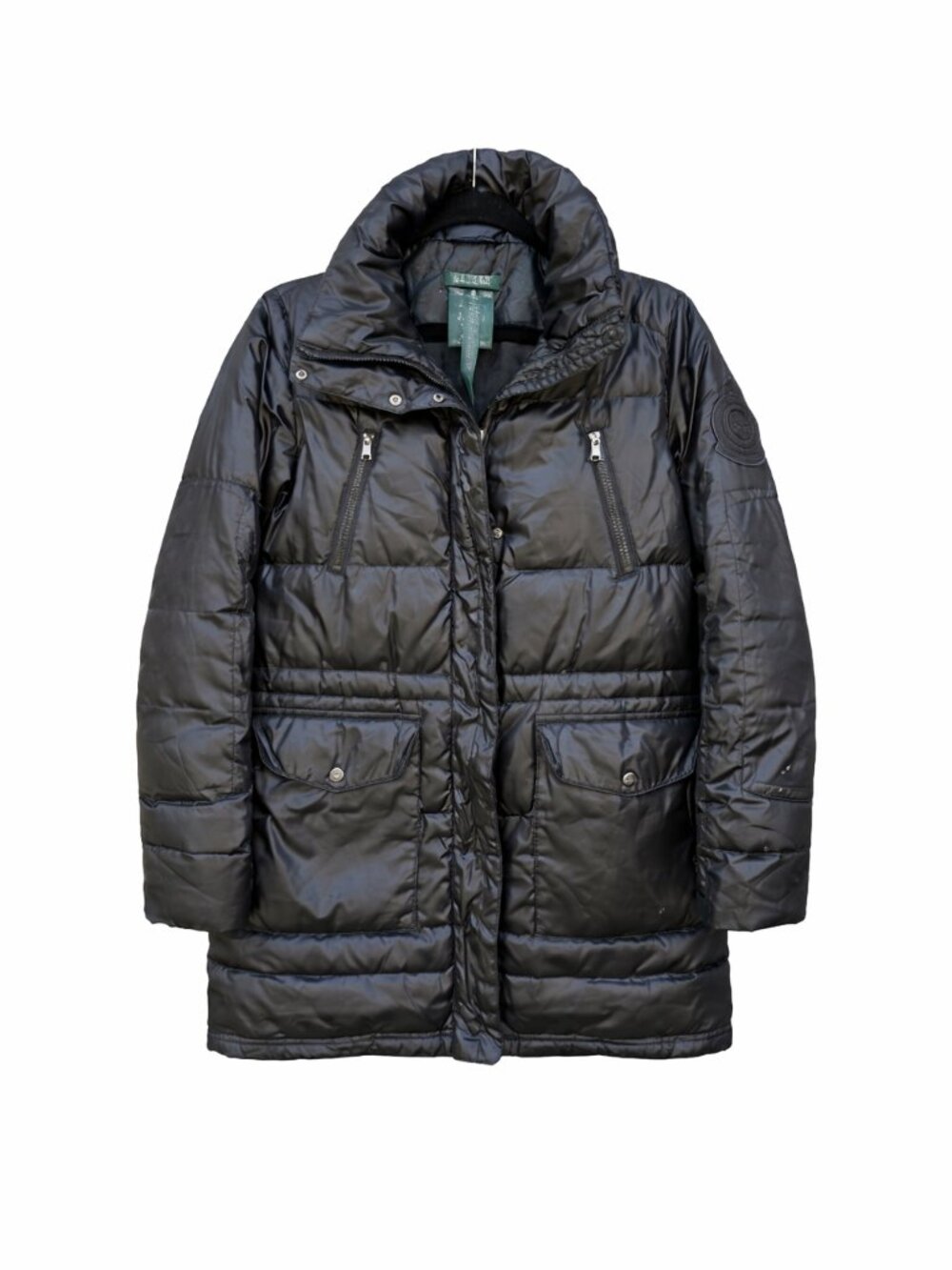 Ralph Lauren Black Puffer Coat , Women's XS, Sleek & Warm Winter Staple